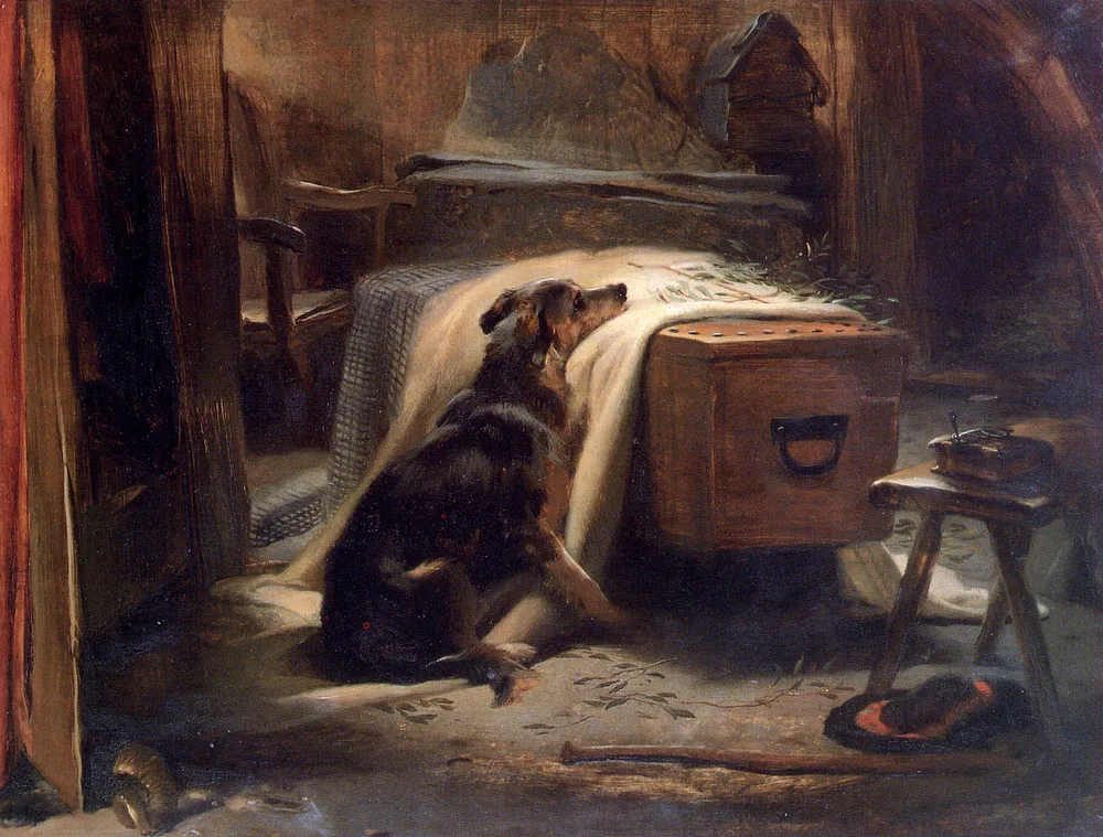 Edwin Landseer's painting of a shepherd's collie resting its head on its master's coffin