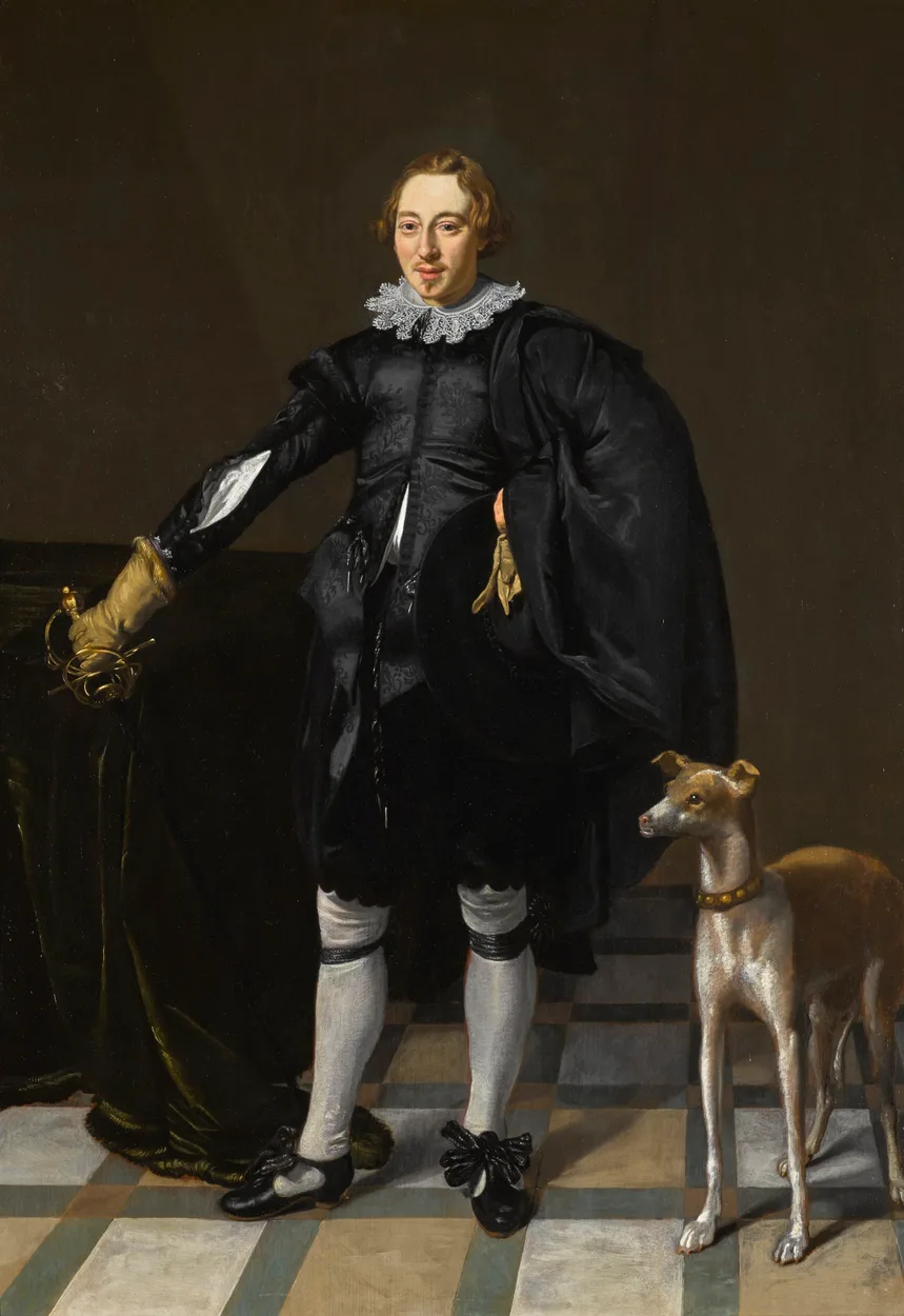 Thomas de Keyser's portrait of a Dutch gentleman with a slender greyhound-type dog